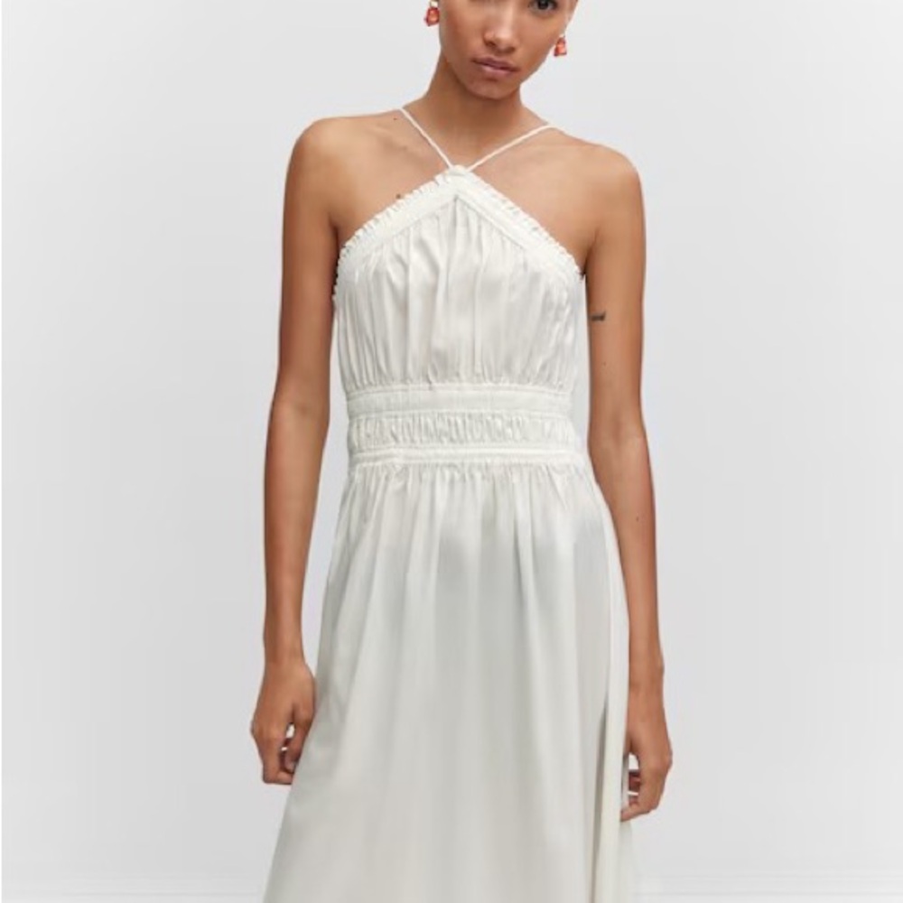 Mango White Halter Dress